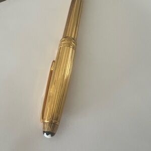 Montblanc Gold Ribbed Ballpoint Pen with Black & White Emblem